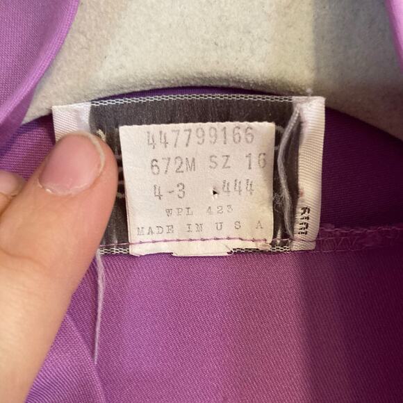 Womens Vintage 70s Orchid Purple Levi Strauss Frill Neck Button Up Top Size 16 - Picture 9 of 16